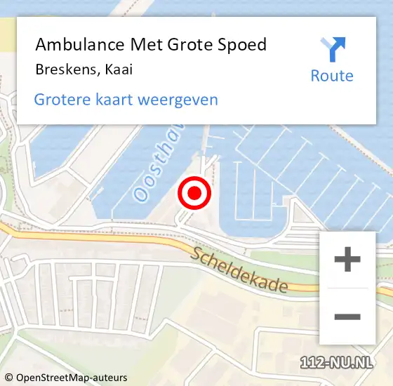 Locatie op kaart van de 112 melding: Ambulance Met Grote Spoed Naar Breskens, Kaai op 6 oktober 2017 10:18