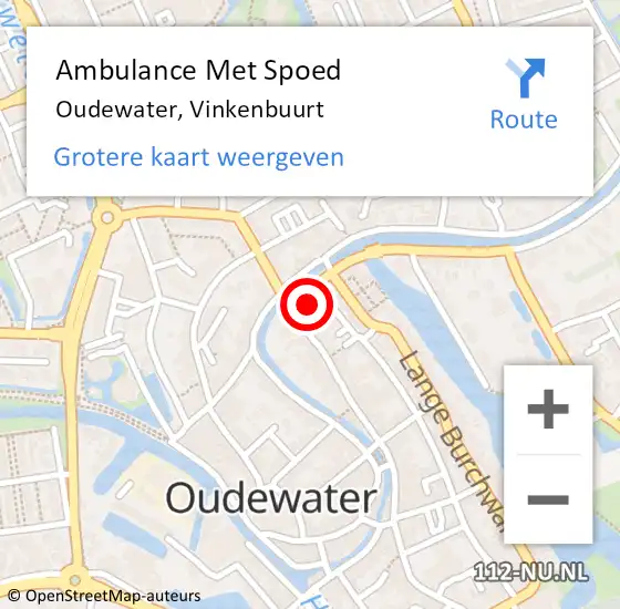 Locatie op kaart van de 112 melding: Ambulance Met Spoed Naar Oudewater, Vinkenbuurt op 6 oktober 2017 12:02