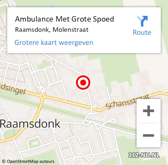 Locatie op kaart van de 112 melding: Ambulance Met Grote Spoed Naar Raamsdonk, Molenstraat op 6 oktober 2017 12:12