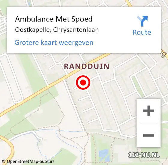 Locatie op kaart van de 112 melding: Ambulance Met Spoed Naar Oostkapelle, Chrysantenlaan op 6 oktober 2017 12:19