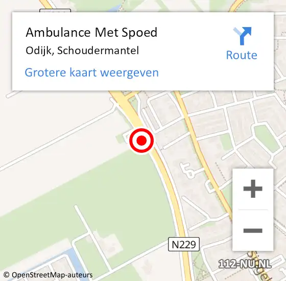 Locatie op kaart van de 112 melding: Ambulance Met Spoed Naar Odijk, Schoudermantel op 6 oktober 2017 12:46