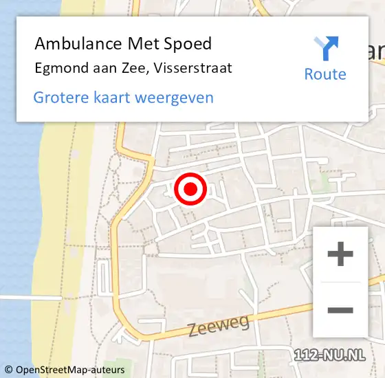 Locatie op kaart van de 112 melding: Ambulance Met Spoed Naar Egmond aan Zee, Visserstraat op 6 oktober 2017 13:30