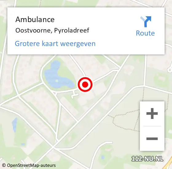 Locatie op kaart van de 112 melding: Ambulance Oostvoorne, Pyroladreef op 6 oktober 2017 13:50