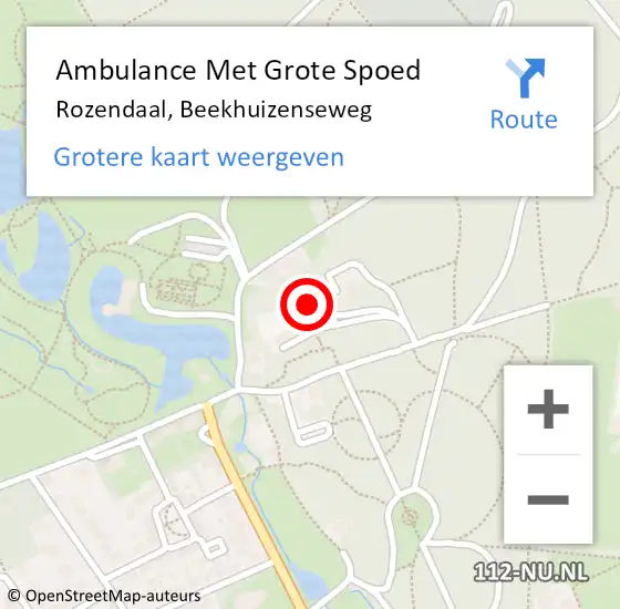 Locatie op kaart van de 112 melding: Ambulance Met Grote Spoed Naar Rozendaal, Beekhuizenseweg op 6 oktober 2017 14:02