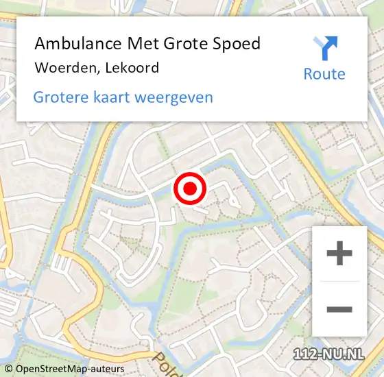 Locatie op kaart van de 112 melding: Ambulance Met Grote Spoed Naar Woerden, Lekoord op 6 oktober 2017 14:07