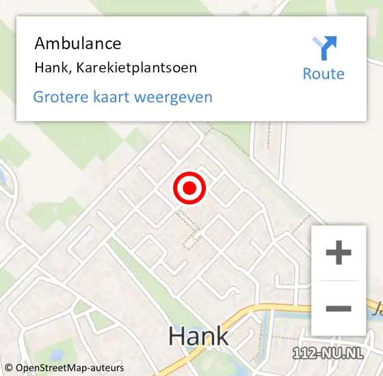 Locatie op kaart van de 112 melding: Ambulance Hank, Karekietplantsoen op 3 februari 2014 13:10