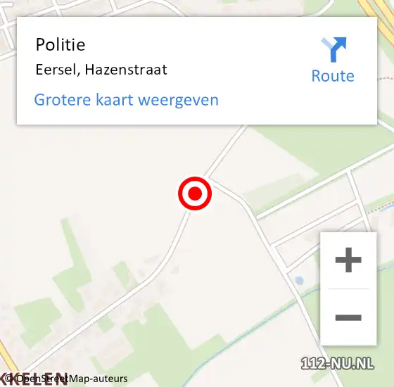 Locatie op kaart van de 112 melding: Politie Eersel, Hazenstraat op 6 oktober 2017 14:18