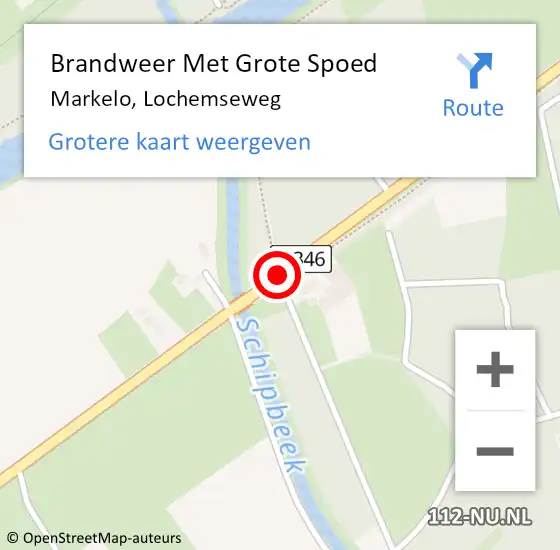 Locatie op kaart van de 112 melding: Brandweer Met Grote Spoed Naar Markelo, Lochemseweg op 6 oktober 2017 14:22