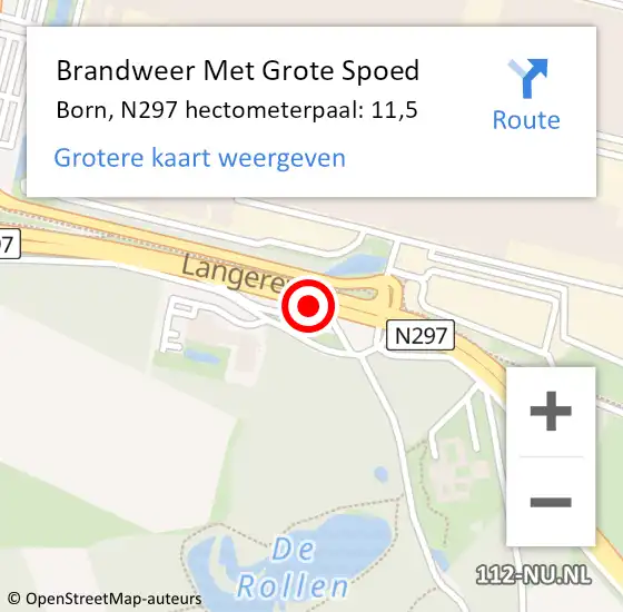 Locatie op kaart van de 112 melding: Brandweer Met Grote Spoed Naar Born, N297 hectometerpaal: 11,5 op 6 oktober 2017 14:30