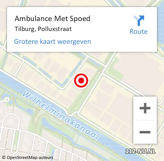 Locatie op kaart van de 112 melding: Ambulance Met Spoed Naar Tilburg, Polluxstraat op 6 oktober 2017 15:03