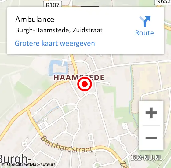 Locatie op kaart van de 112 melding: Ambulance Burgh-Haamstede, Zuidstraat op 6 oktober 2017 15:04