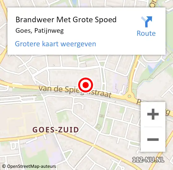 Locatie op kaart van de 112 melding: Brandweer Met Grote Spoed Naar Goes, Patijnweg op 6 oktober 2017 15:24