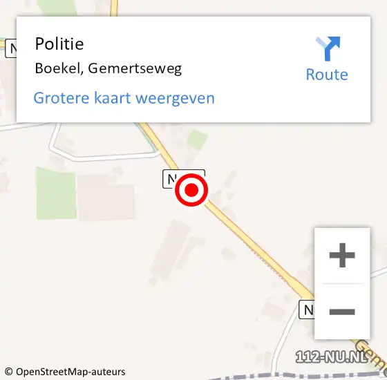 Locatie op kaart van de 112 melding: Politie Boekel, Gemertseweg op 6 oktober 2017 15:45