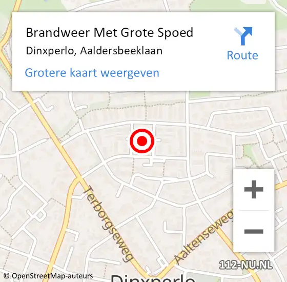 Locatie op kaart van de 112 melding: Brandweer Met Grote Spoed Naar Dinxperlo, Aaldersbeeklaan op 6 oktober 2017 16:05