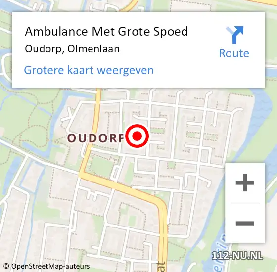 Locatie op kaart van de 112 melding: Ambulance Met Grote Spoed Naar Oudorp, Olmenlaan op 21 september 2013 10:12