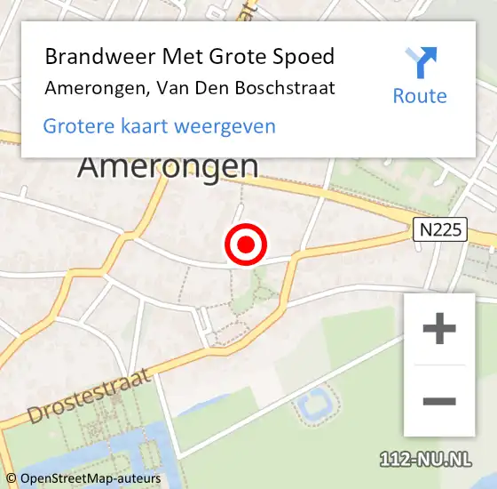 Locatie op kaart van de 112 melding: Brandweer Met Grote Spoed Naar Amerongen, Van Den Boschstraat op 6 oktober 2017 16:28