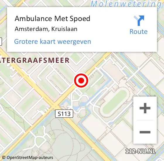 Locatie op kaart van de 112 melding: Ambulance Met Spoed Naar Amsterdam, Kruislaan op 6 oktober 2017 16:30