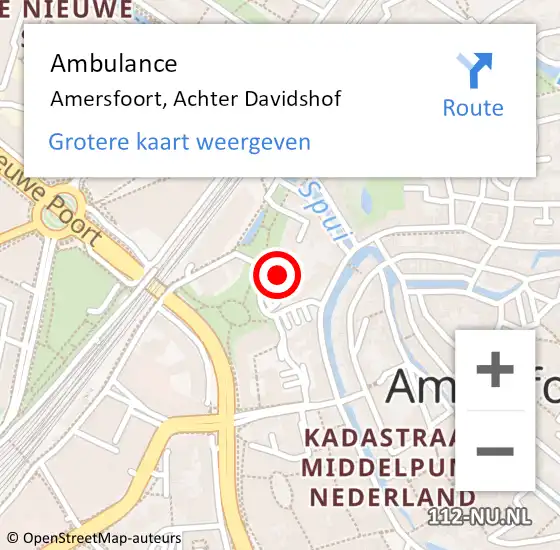 Locatie op kaart van de 112 melding: Ambulance Amersfoort, Achter Davidshof op 6 oktober 2017 16:32