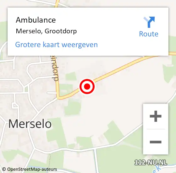 Locatie op kaart van de 112 melding: Ambulance Merselo, Grootdorp op 3 februari 2014 13:23