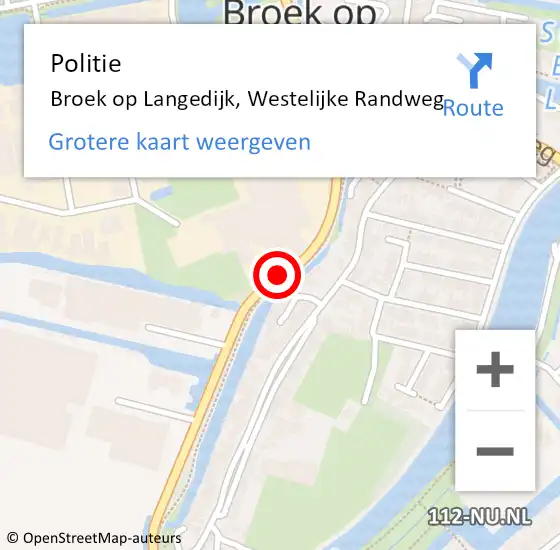 Locatie op kaart van de 112 melding: Politie Broek op Langedijk, Westelijke Randweg op 6 oktober 2017 17:48
