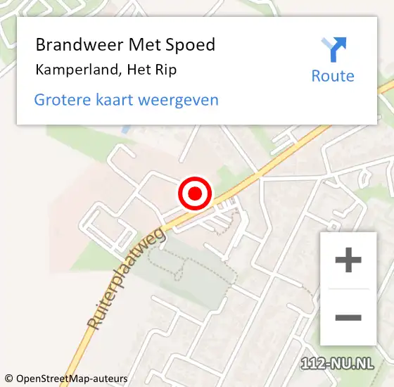 Locatie op kaart van de 112 melding: Brandweer Met Spoed Naar Kamperland, Het Rip op 6 oktober 2017 18:35