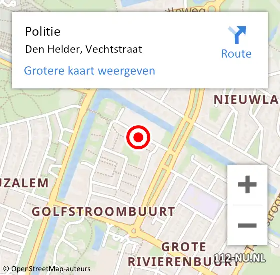 Locatie op kaart van de 112 melding: Politie Den Helder, Vechtstraat op 6 oktober 2017 19:25