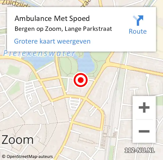 Locatie op kaart van de 112 melding: Ambulance Met Spoed Naar Bergen op Zoom, Lange Parkstraat op 6 oktober 2017 19:37