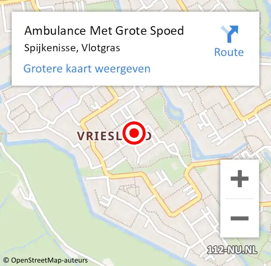 Locatie op kaart van de 112 melding: Ambulance Met Grote Spoed Naar Spijkenisse, Vlotgras op 6 oktober 2017 19:51