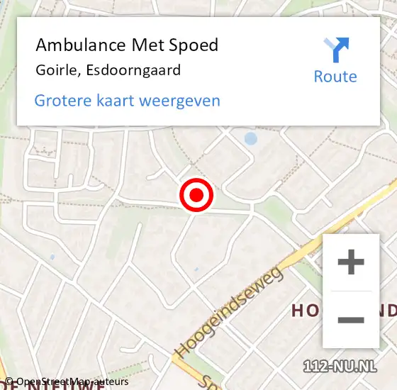 Locatie op kaart van de 112 melding: Ambulance Met Spoed Naar Goirle, Esdoorngaard op 6 oktober 2017 20:37