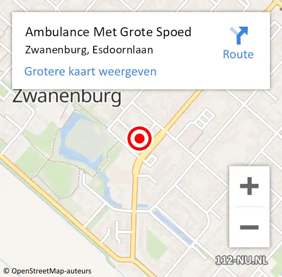 Locatie op kaart van de 112 melding: Ambulance Met Grote Spoed Naar Zwanenburg, Esdoornlaan op 6 oktober 2017 20:37