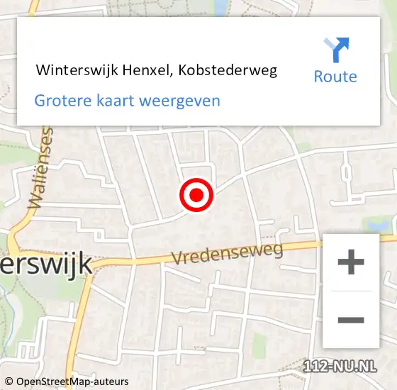 Locatie op kaart van de 112 melding:  Winterswijk Henxel, Kobstederweg op 6 oktober 2017 21:06