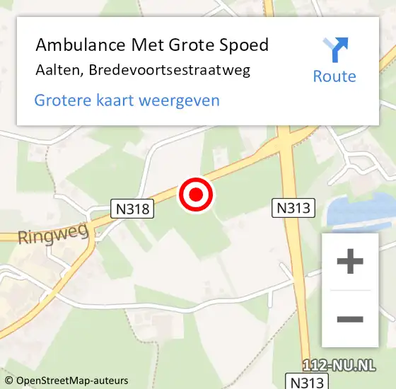 Locatie op kaart van de 112 melding: Ambulance Met Grote Spoed Naar Aalten, Bredevoortsestraatweg op 6 oktober 2017 21:28