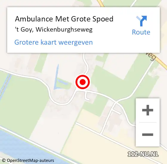 Locatie op kaart van de 112 melding: Ambulance Met Grote Spoed Naar 't Goy, Wickenburghseweg op 6 oktober 2017 21:40