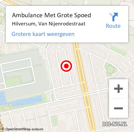 Locatie op kaart van de 112 melding: Ambulance Met Grote Spoed Naar Hilversum, Van Nijenrodestraat op 3 februari 2014 13:44