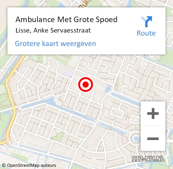 Locatie op kaart van de 112 melding: Ambulance Met Grote Spoed Naar Lisse, Anke Servaesstraat op 7 oktober 2017 00:28