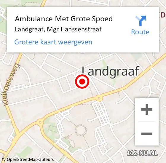 Locatie op kaart van de 112 melding: Ambulance Met Grote Spoed Naar Landgraaf, Mgr Hanssenstraat op 3 februari 2014 13:48