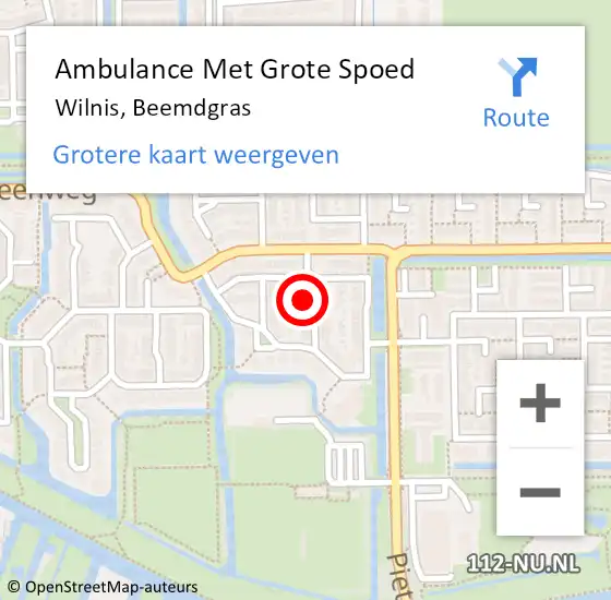 Locatie op kaart van de 112 melding: Ambulance Met Grote Spoed Naar Wilnis, Beemdgras op 7 oktober 2017 00:50