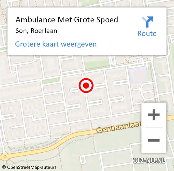 Locatie op kaart van de 112 melding: Ambulance Met Grote Spoed Naar Son, Roerlaan op 7 oktober 2017 01:15