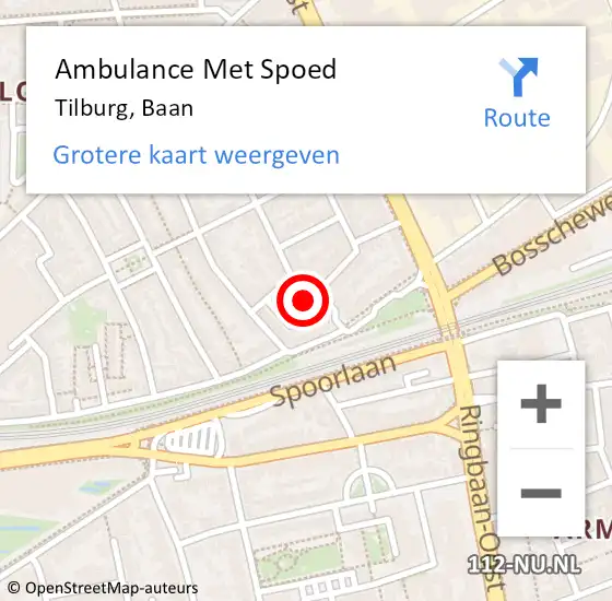 Locatie op kaart van de 112 melding: Ambulance Met Spoed Naar Tilburg, Baan op 7 oktober 2017 01:23