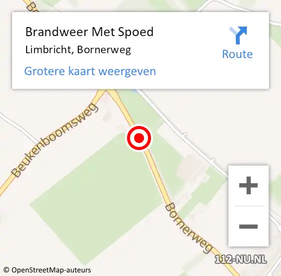 Locatie op kaart van de 112 melding: Brandweer Met Spoed Naar Limbricht, Bornerweg op 7 oktober 2017 01:33