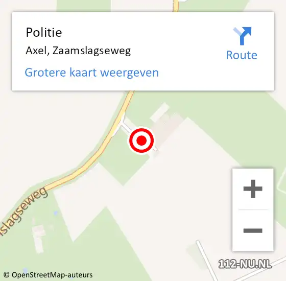 Locatie op kaart van de 112 melding: Politie Axel, Zaamslagseweg op 7 oktober 2017 02:07