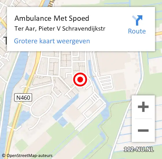 Locatie op kaart van de 112 melding: Ambulance Met Spoed Naar Ter Aar, Pieter V Schravendijkstr op 7 oktober 2017 02:27