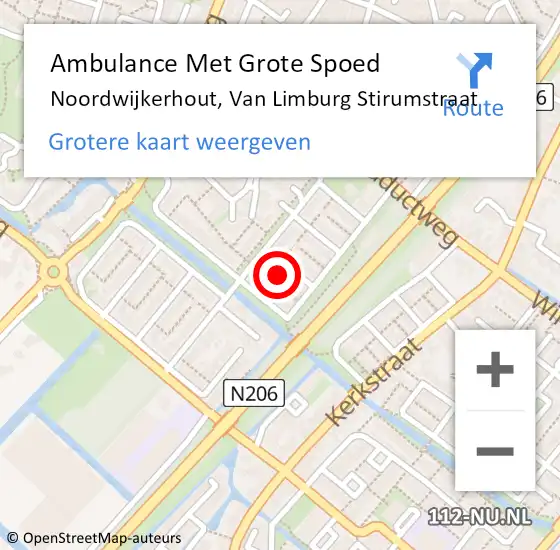 Locatie op kaart van de 112 melding: Ambulance Met Grote Spoed Naar Noordwijkerhout, Van Limburg Stirumstraat op 7 oktober 2017 02:32