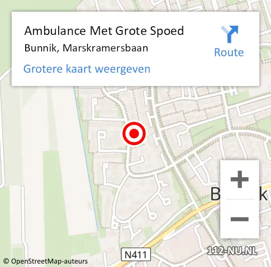 Locatie op kaart van de 112 melding: Ambulance Met Grote Spoed Naar Bunnik, Marskramersbaan op 7 oktober 2017 02:57