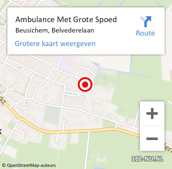 Locatie op kaart van de 112 melding: Ambulance Met Grote Spoed Naar Beusichem, Belvederelaan op 7 oktober 2017 03:56