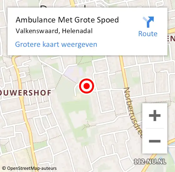 Locatie op kaart van de 112 melding: Ambulance Met Grote Spoed Naar Valkenswaard, Helenadal op 7 oktober 2017 04:10