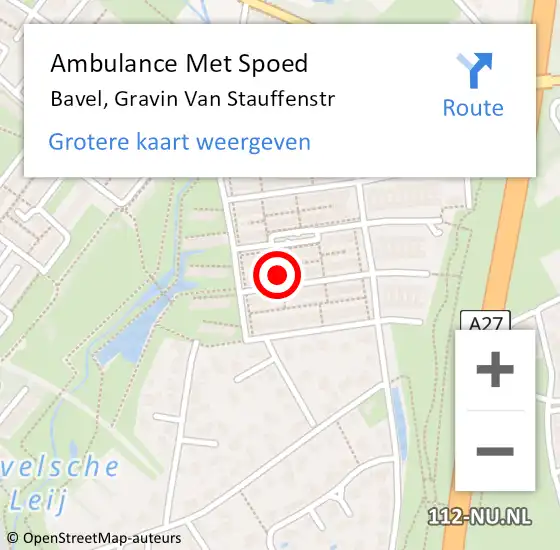 Locatie op kaart van de 112 melding: Ambulance Met Spoed Naar Bavel, Gravin Van Stauffenstr op 7 oktober 2017 04:42