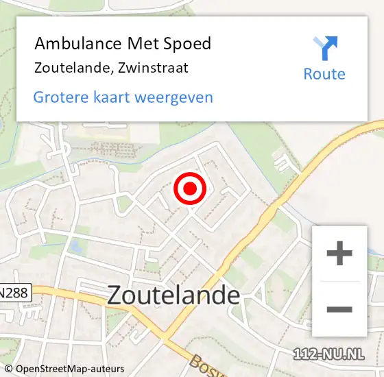 Locatie op kaart van de 112 melding: Ambulance Met Spoed Naar Zoutelande, Zwinstraat op 7 oktober 2017 05:07