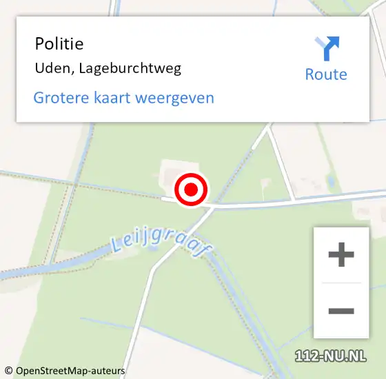 Locatie op kaart van de 112 melding: Politie Uden, Lageburchtweg op 7 oktober 2017 06:34