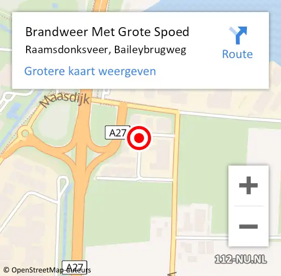 Locatie op kaart van de 112 melding: Brandweer Met Grote Spoed Naar Raamsdonksveer, Baileybrugweg op 7 oktober 2017 07:08